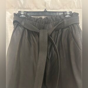 Black  Leather Pants with Belt